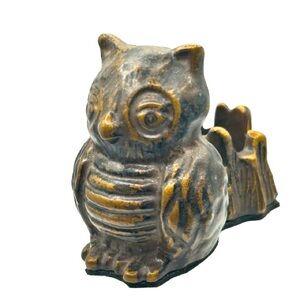 Vintage Metal Owl Candlestick Holder / Incense Burner Boho / Eclectic Decor